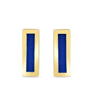 Jennifer Meyer Lapis Inlay Bar Stud Earrings.